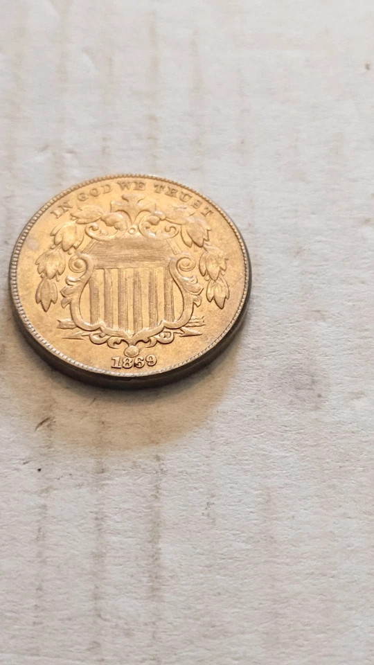 1869 Shield Nickel 5 Cent, AU Condition, But You Be the Judge. 311 - Image 3 of 3