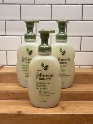 3 Johnson's Natural Head to Toe Foaming Baby Wash 98% Natural 9oz Sealed