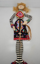 Art Cloth Doll OOAK Tribal Lady Hand Made Stripes Crazy 19" Tall