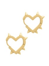 Huggie Hoop Gold-tone Spike Heart Earrings, Gothic Punk Grunge Emo Y2k Earrings,