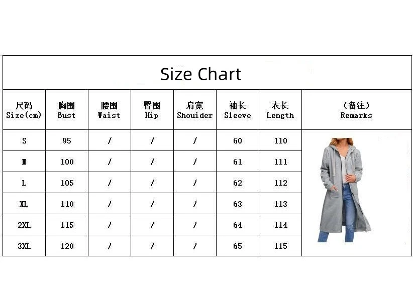 Autumn and Winter Hoodies for Women Casual Full Zip Up Hoodie Long Hoodies - Image 4 of 4