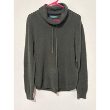 Women's Lauren Ralph Lauren Waffle Knit Cowl Neck Sweater Top Forest Green XL