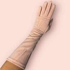 Vtg Pale Pink Women's Long Opera Gloves Size 6.5 1950s Tea Party Coquette Formal