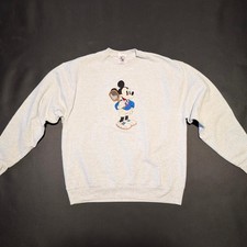 Vtg 90s Mickey Co Disney Embroidered Tennis Crewneck Sweatshirt XL Gray