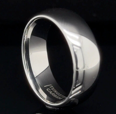 Elegant 7mm Silver Tungsten Ring for Her   Comfort Fit Stepped Edge Design Band