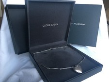 Georg Jensen Denmark Sterling Silver 126 B Heart Pendant Necklace 32cm with box