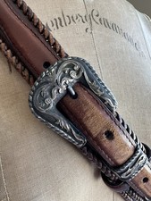 Vintage Elk Creek Sterling Silver Belt Tips And Resistol Leather Belt