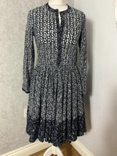 MAJE Rayana Pleated Floral lace Dress navy Broidery anglaise 2 S