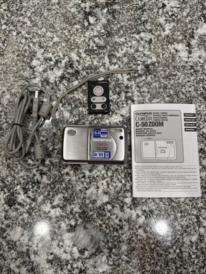 Olympus CAMEDIA C-50 Zoom 5.0MP Digital Camera Silver W/ Extras As Is For Parts