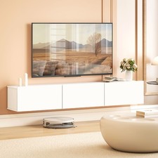 HOMCOM TV Schrank Lowboard hängend 180 cm für Fernseher bis zu 82 Zoll Weiß