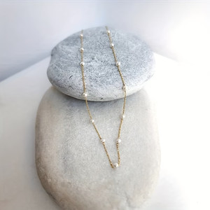 Authentic Gold Plated Synthetic Pearl Chain Necklace