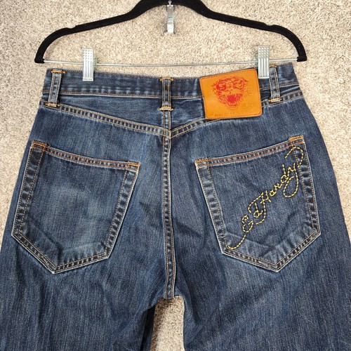 Ed Hardy Christian Audigier Button Fly Jeans Men 32x32 (fit 31x30 Y2K distressed