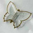VTG Jeanette Glass Large Butterfly Candy Dish, 8 Inch Gold Trimmed