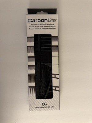 New Olivia Garden Carbon Lite Deluxe Pouch With 6 Carbon Combs