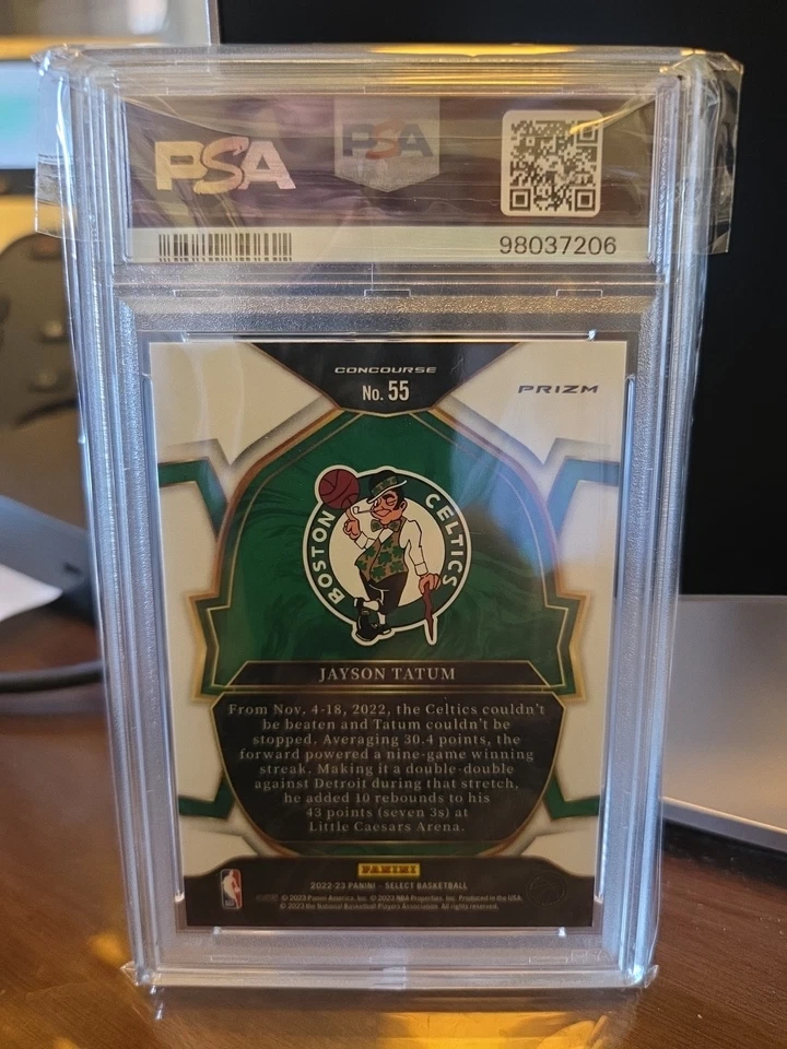 2022-23 Panini Select Concourse Jayson Tatum #55 Green Ice Prizm PSA 10 - Image 2 of 2