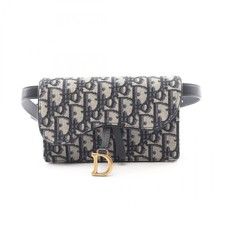 Borsa a tracolla Dior SADDLE Oblique Jacquard Vita Tela Pelle Beige Navy Usata