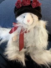 Boyds Bears  Friends Rare White Stuffed Fluffly Cat with Tags Attached 14"