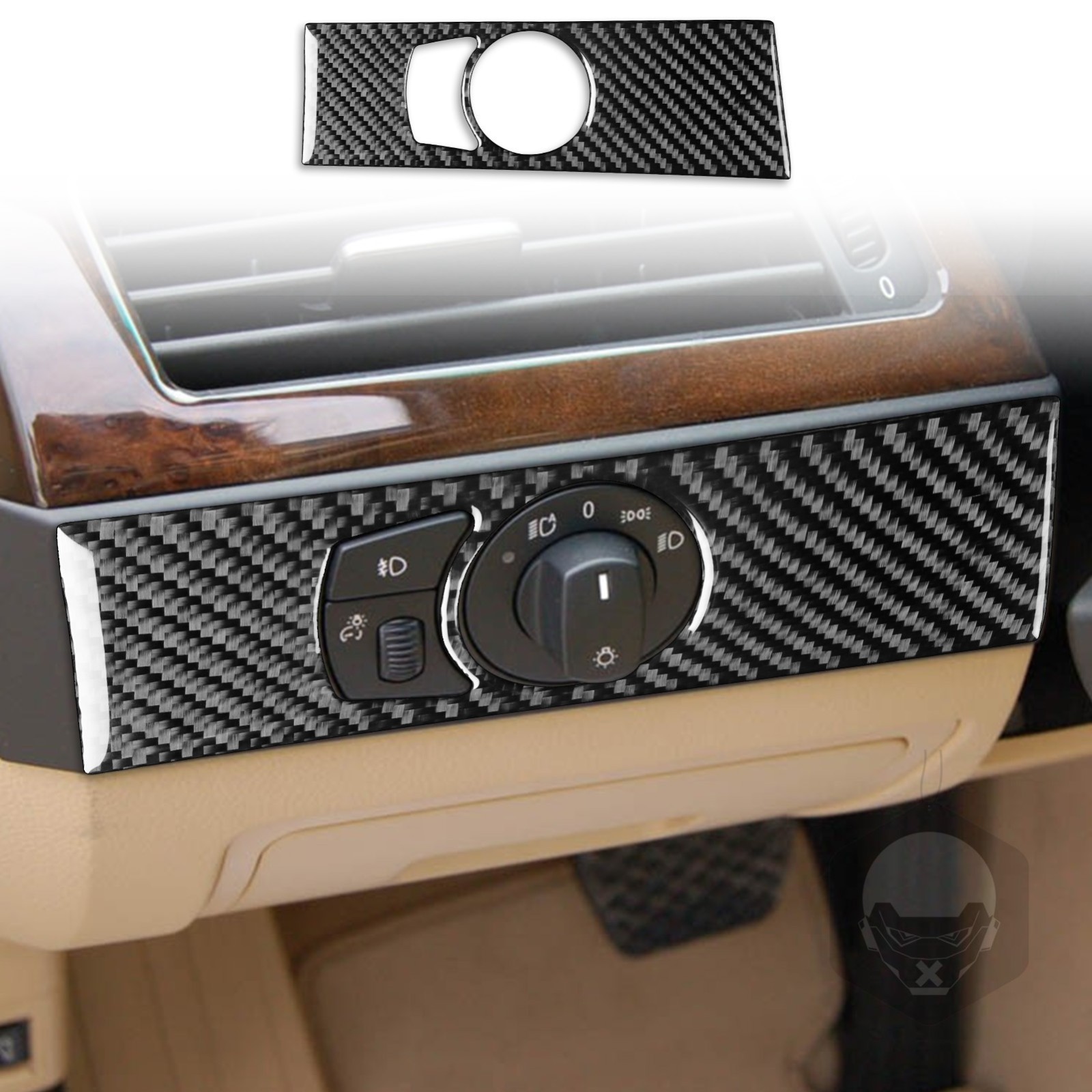 Headlight Switch Panel Cover Trim For BMW 5 Series E60 2004-10 Real Carbon Fiber