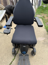 Quantum Edge 3 Stretto Power Wheelchair Black Joystick Detachable Footrests