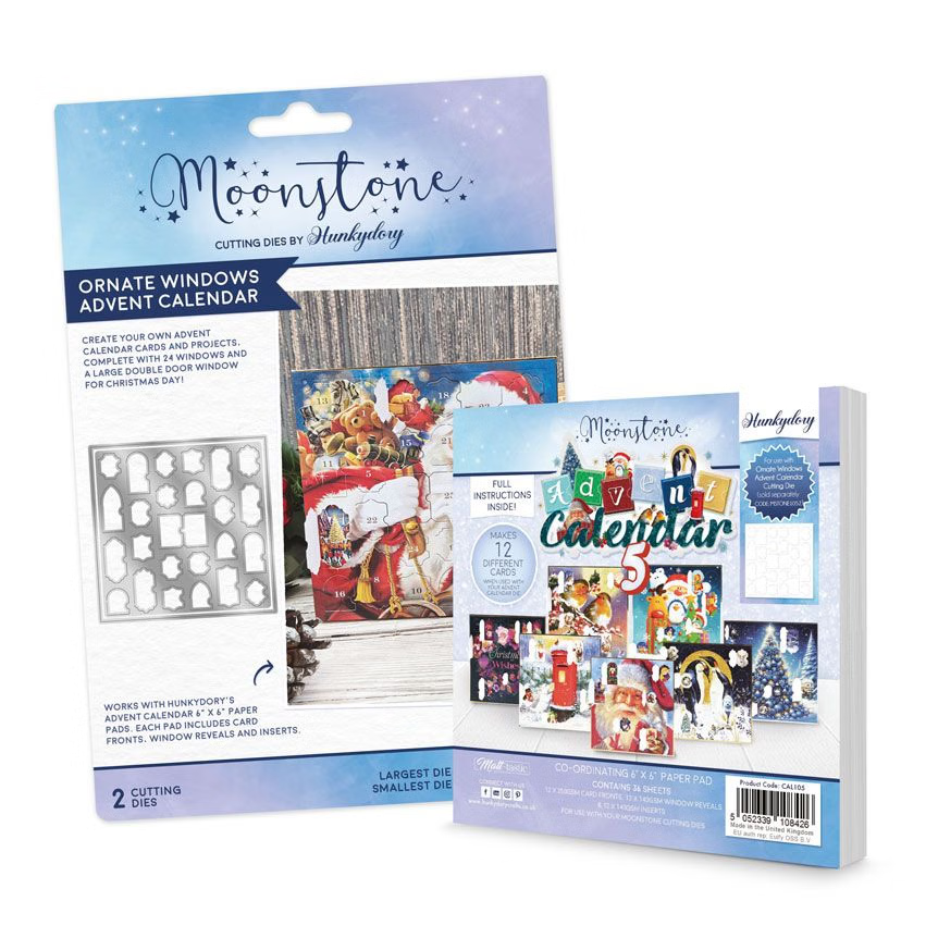 Hunkydory  Moonstone - ORNATE WINDOWS ADVENT CALENDAR Bundle -  Die Set & Pad 5