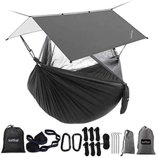  Hammock Camping with Net/Netting, Portable Camping 55"W*106"L Black Bundle