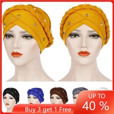 Moda Mujeres Turbante Sombrero Bufanda Hiyab Trenza Envoltura para la Cabeza Cubierta para Pérdida de Cabello Gorra de Quimioterapia