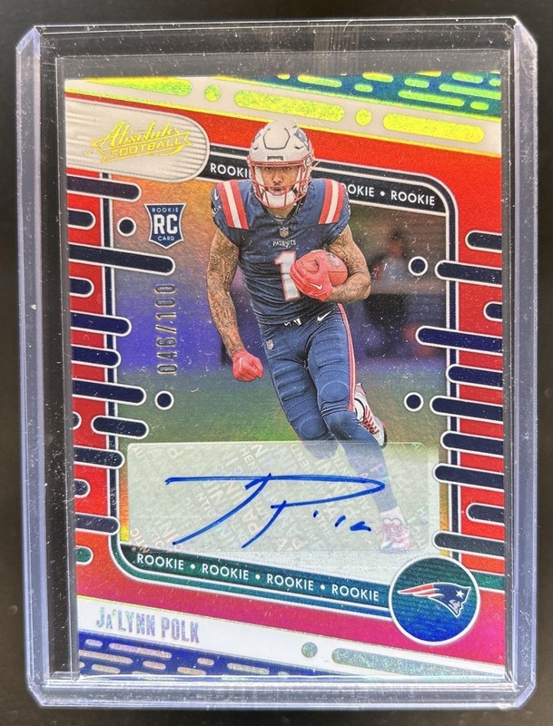 2024 Panini Absolute Ja'Lynn Polk Rookie Red Spectrum Auto RC #/100 #37 Patriots