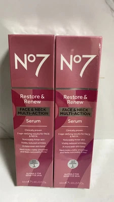 2x50ml No7 Restore and Renew Neck & Multi Action Serum