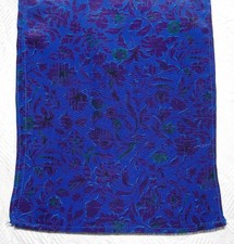 LONG HANDMADE DARK BLUE FLORAL SCARF