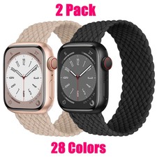 Black 2 Pack Braided Solo Loop Watch Bands for Apple Watch 11 10 9 8 7 6 ... 2 1