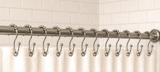 Set of 12 metal double roller shower curtain hooks stainless steel standard size