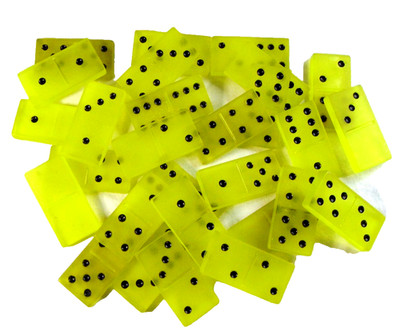 Double Six Domino Set 28 Pcs Resin Handmade Family Game Hazard Yellow & Black