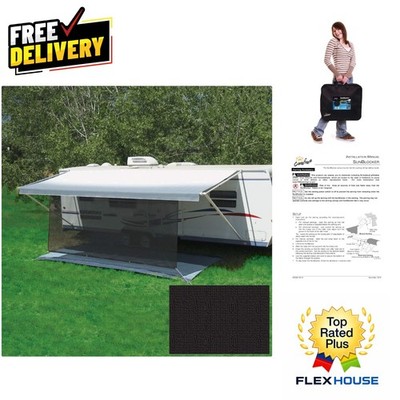 Black RV Awning Sun Blocker 6' x 15' - Weather-Resistant Shade Solution
