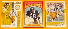 JACK LAMBERT, Pittsburgh Steelers 3-card lot, 4x SUPER BOWL CHAMPION, HOF