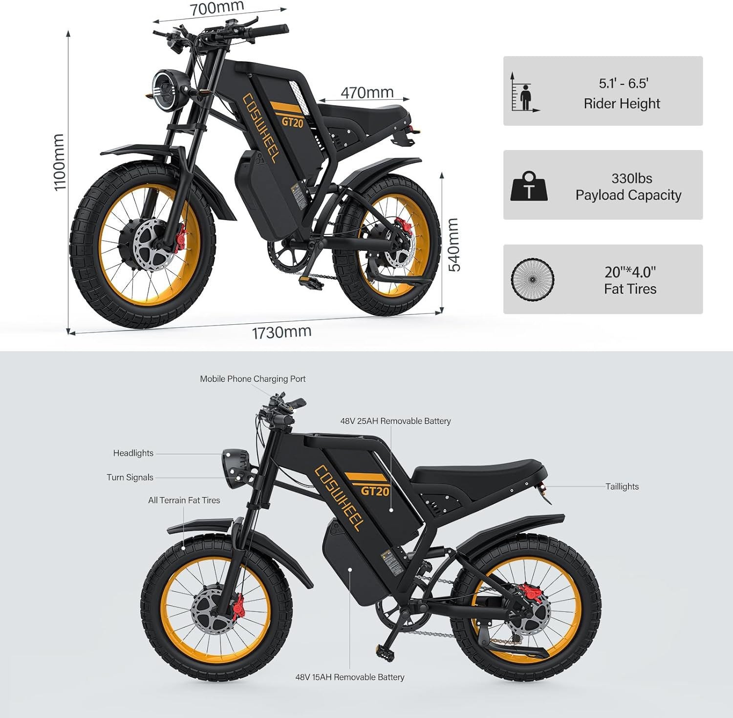 Dual Motor Electric Mountain Bike 48v Peak 3000w Motor Fat Tire Motorcycle Ebike