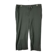 Talbots Wide Leg Crop Olive Green Chino Pants Slacks 14 EUC Casual Summer Tie