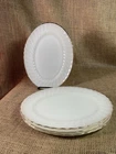 Set of 4-Anchor Hocking/Fire King milk glass swirl gold trim Platters~ Vintage