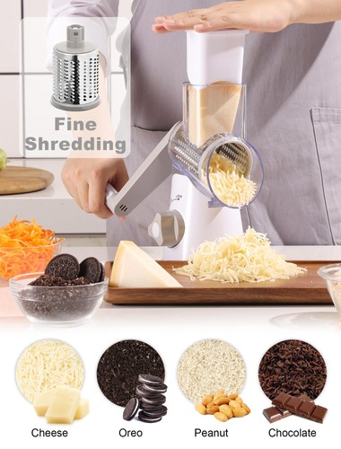 Cheese Grater Rotary, Rotary for Kitchen, Kitchen 3blades, White - Picture 4 of 8