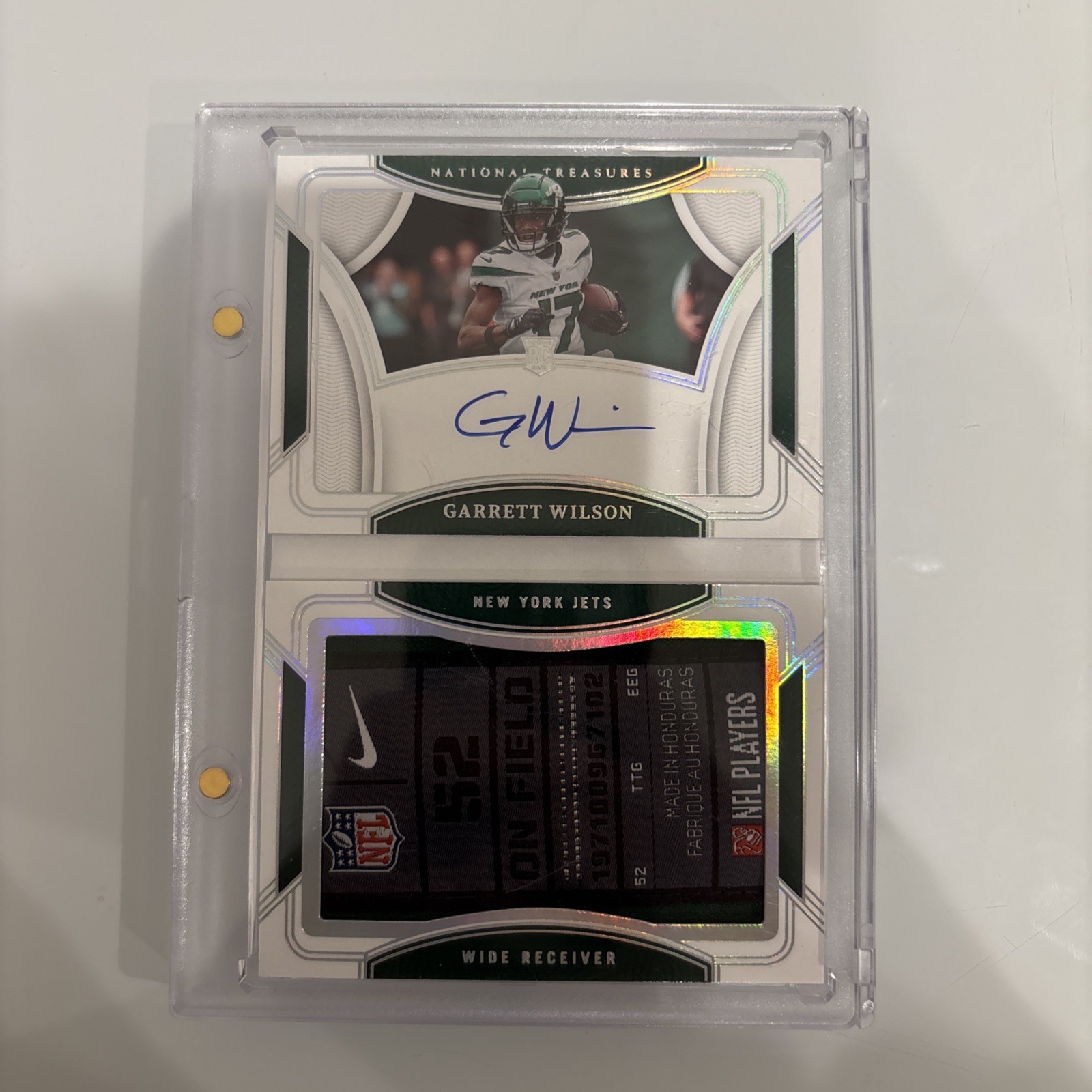 Garrett Wilson 2022 Panini National Treasures Rookie Jumbo Patch Auto /5