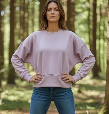 Athleta Retroterry Cropped Sweatshirt Wide Waistband Women's Small Smoked Mauve