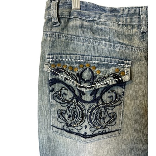 Jeans vintage Y2K Hama uomo 36x32 ricamato patta tasca streetwear invecchiato - Foto 6 di 9