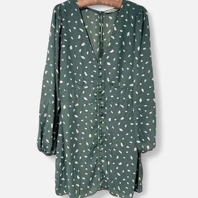 NWT Abercrombie & Fitch Womens Size XL Green Modern Polka Dot Mini Dress  NEW | eBay