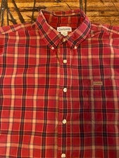 Carhartt Men's Long Sleeve Red Plaid Button Down Shirt 2XL XXL Cotton Workwear