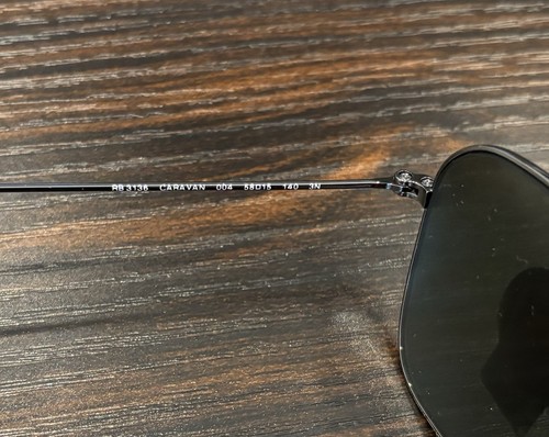 Ray Ban RB3136 Caravan, Unisex, Gunmetal/G-15 Verde Nuovi con scatola - Foto 4 di 9