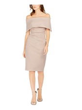 VINCE CAMUTO Womens Beige Short Sleeve Below The Knee Sheath Dress 4