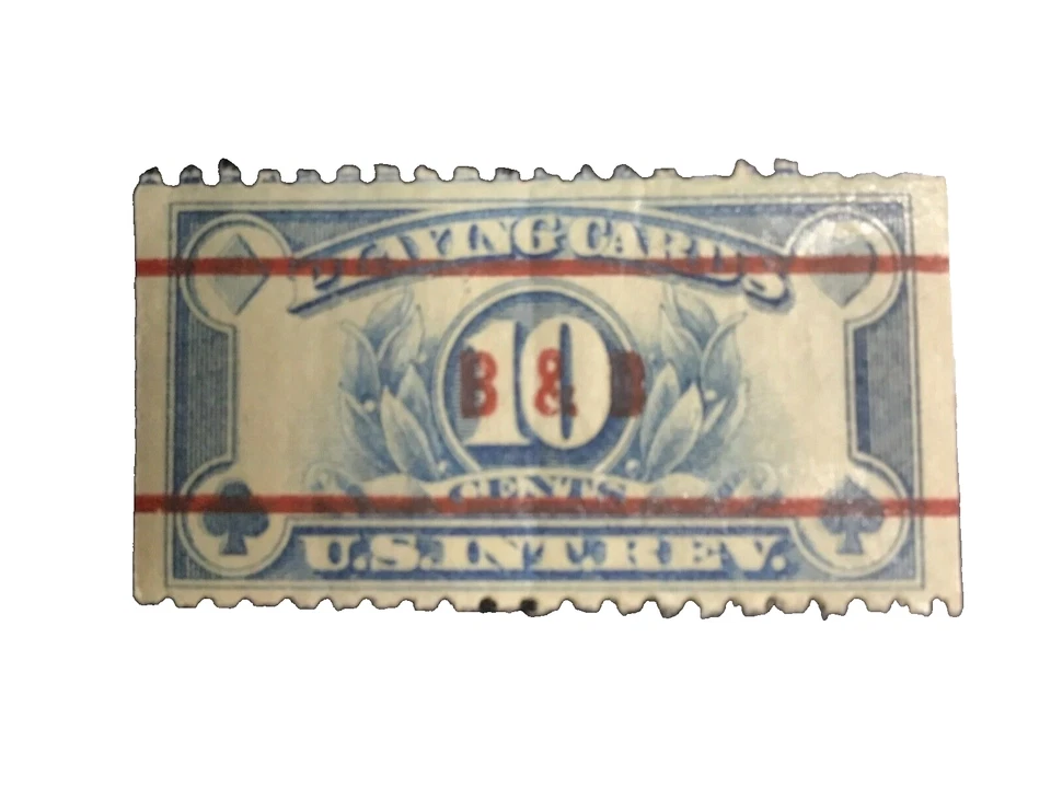 US Stamp Documentary 10 ct Internal revenue playing card 1929 B&B Red precancel - Image 2 of 3