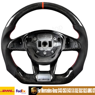 For Mercedes-Benz C43 C63 E43 S G GLE GLC GLS AMG GT Steering Wheel Carbon Fiber