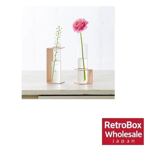 TETSUNAGI CC Long Glass Test Tube Flower Vase Pink Japan