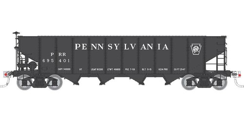 Escala Rapido HO ~ PRR H21A 4 bahías tolva Pennsylvania Keystone ~ #695602 ~178009A | Zustand: New