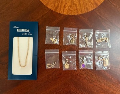 CELEBRITY CRUISE EFFY MOMENTS GOLD TONE CHAIN W/ 8 PENDANT CHARMS NEW STYLE!